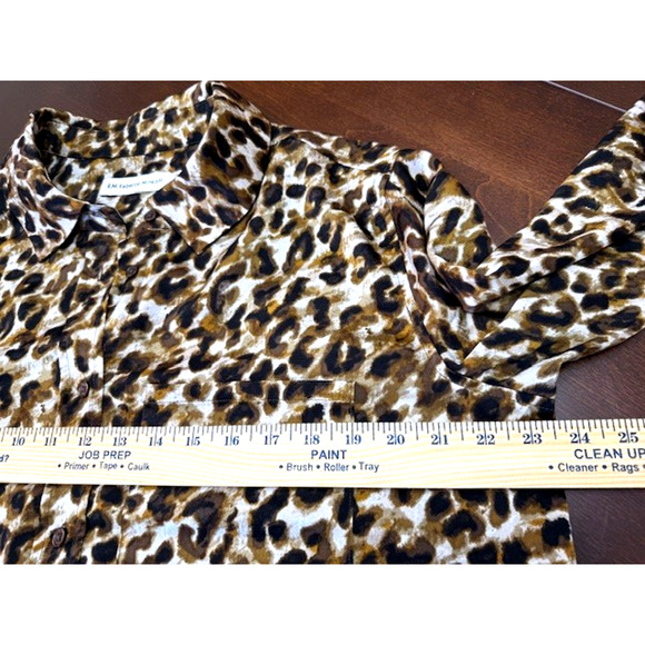 Rebecca Minkoff Blouse Womens 1X Brown Leopard Print Button Up Long Sleeve Top - Picture 11 of 12